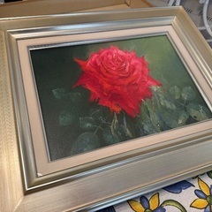 木村新　薔薇の絵画　豪華楽付き F4