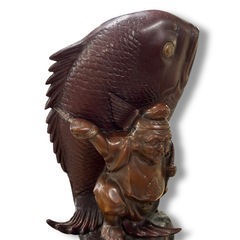 恵比寿と鯛魚　銅製　置物 ◇ 開運　金運　骨董品　希少　縁起物　風水　お守り　古美術の画像