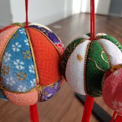 木目込み鞠　吊り下げ飾り　中&小&特小　3つセット　ハンドメイド小物の画像
