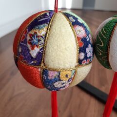 木目込み鞠　吊り下げ飾り　中&小&特小　3つセット　ハンドメイド小物の画像