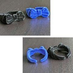 ベロア調/リボンリング2点セット（新品）調整可能の画像