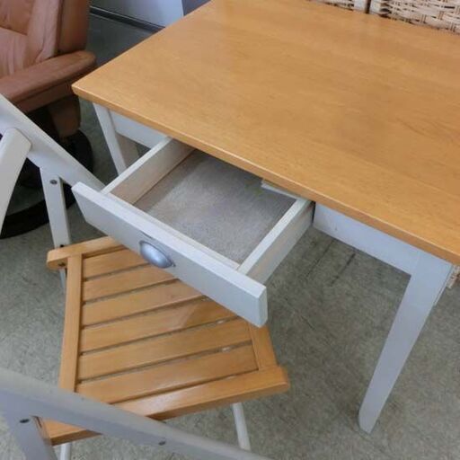 楽天市場】折りたたみデスク＆チェアセット デスク幅70cm（ダーク デスク＆チェア 机 イス セット 木目調 折り畳み椅子 ホワイト×ナチュラル カントリー調 札幌 西野店