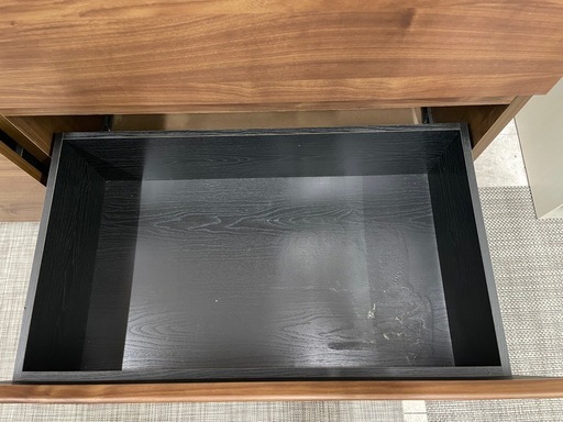 【キッチンカウンター ブラウン/ホワイト】W149.5xD48.5xH85.5cm  クリーニング済み　※引き出しの底板にダメージ（変