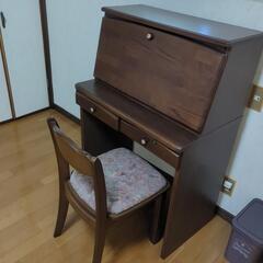 コンパクトデスク　椅子付き　引き出しの鍵付き