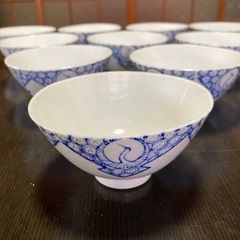 アンティークお茶碗×20客　白鶴柄　亀甲文様　白磁　箱無しの画像