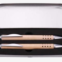 【新品】ホワイト純正木製格納式鉛筆 ボールペン ライティングセット 2本セット シャーペンの画像