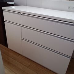 ★ジモティ割あり★  レンジ台 ホワイト H86×D50×W120 クリーニング済み TK4399