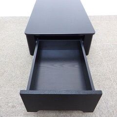 ★ 新札幌 ブラックガラス センターテーブル 収納付き ガラス天板 机 ローテーブル / No.3168 ★の画像