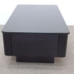 ★ 新札幌 ブラックガラス センターテーブル 収納付き ガラス天板 机 ローテーブル / No.3168 ★の画像