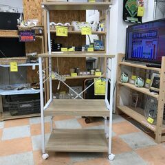 ★ジモティ割引あり★レンジ台 ベージュ/ホワイト W(幅)60×...