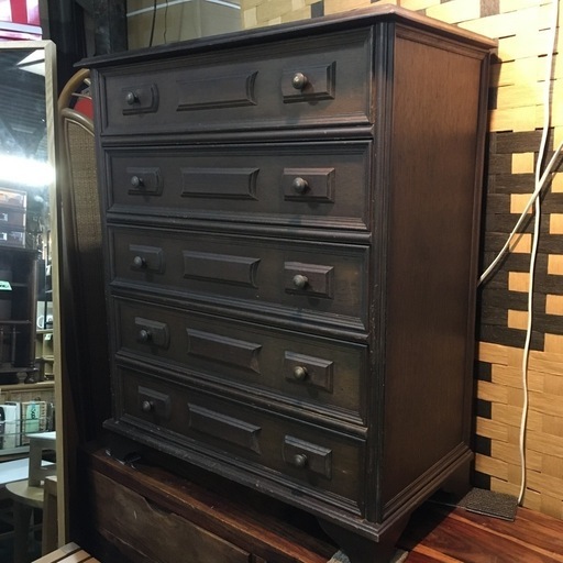 レトロ風5段チェスト【F00873】