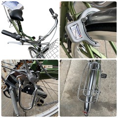 asahi シティサイクル 26インチ カジュリー リラックス 23年購入 自転車 ママチャリ カーキ グリーン 鍵 説明書付き あさひ  の画像