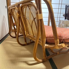 2人掛けソファ　ラタン　籐　布張　ビンテージ家具　レトロ家具　アンティーク家具　アジアン家具　ソファー　ソファ
の画像