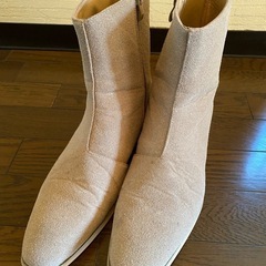 ベージュスエードペコスwesternエンジニアブーツバイカーワークサイドゴアシューズの画像