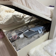 【フレーム】収納付きベッド シングルベッド マットレス付の画像