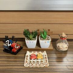 インテリア雑貨 民芸品 八幡駒 ガラス容器砂 ミニ多肉植物造花デ...
