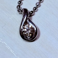 K10WG D0.10ct ネックレス レディース ボールチェーンの画像