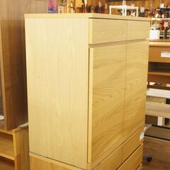 北大前! 札幌 引取 MUJI 無印良品 木製キャビネット W88×D44×H83cm  ベージュ 中古家具 収納家具 2064329の画像