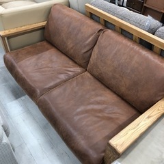 関家具　2人掛けソファー　ナチュラル×ブラウン　【トレファク堺福田店】