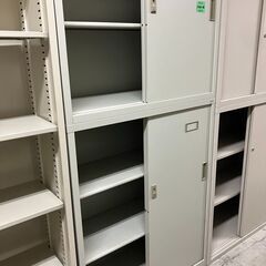 中古　PLUS　プラス　上下書庫　上下引違い書庫　上下書庫セット　引き戸　2段書庫　スチールキャビネット　書類棚　鍵付　愛知県 一宮市 名古屋 稲沢 江南 岩倉 岐阜 羽島 各務ヶ原 三重 愛知 グッドプライス一宮の画像