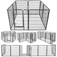ペットサークル ペットフェンス 大型犬用 中型犬用 複数連結可能 スチール製 組立簡単 折り畳み式 犬ゲージ 全成長期使用可 室内外兼用 犬用サークル ドア付き の画像