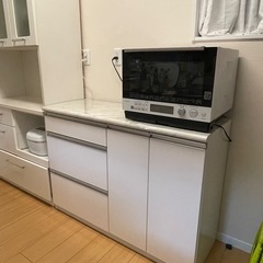 ホワイト 木製 キッチンカウンター 幅120cmの画像