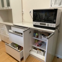 ホワイト 木製 キッチンカウンター 幅120cmの画像