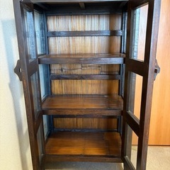 ★バリ家具★ガラス付き3段キャビネット ☆バリ家具☆3段ガラス付きキャビネット