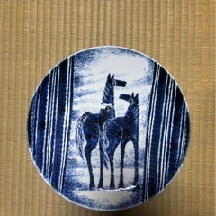 砥部焼 梅山窯 尺一寸大皿（馬絵）