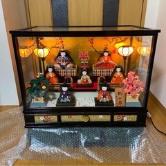 ひな人形 江戸木目込ガラスケース/オルゴール付