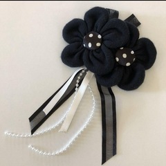 コサージュ付きドットフリルワンピース130 式服　日本製の画像