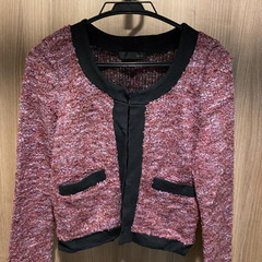 イマージュコレクション　ピンク×黒　ニットカーディガン