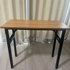 木目×ブラック　折りたたみ可　パソコンデスク