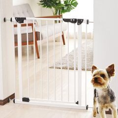 【ベビーゲート】ドア付き 突っ張りタイプ ホワイト 高さ78cm 設置幅70-91cmの画像