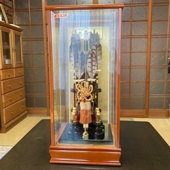 【美品】破魔弓飾り「高貴」隆山作　15号　ガラスケース入り　金箔押し