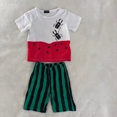 【90cm】ベビー 夏服　スイカ柄 上下セット