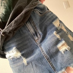 ダメージ加工デニムミニスカートの画像
