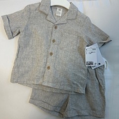 H&M セットアップ リネン 80サイズ 9-12m①