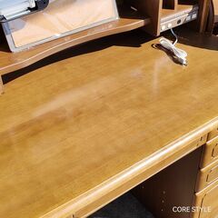 新品未使用品　高級無垢　光サンデスク　ワイドテーブル　学習机　上棚付きの画像