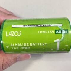 □ LAZOS 単1 アルカリ 電池 乾電池 10本 単一 LA-T1X2 リーダーメディアテクノ 水銀0% 【未使用】 (NF250227)Zi-1907の画像