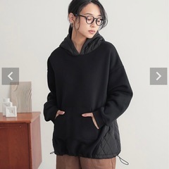 更にお値下げ✨超美品✨オシャレウォーカーn'OrLABEL裏起毛キルティング切り替えパーカーフリーサイズの画像
