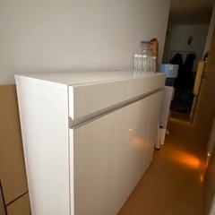 最終【美品】薄型収納、上部引出付き（ホワイト）の画像