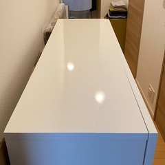 最終【美品】薄型収納、上部引出付き（ホワイト）の画像