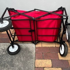土日限定価格！キャリーカート キャリーワゴン 大容量 折り畳み アウトドア 遠足 キャンプ ジャー 　買い物 荷物運びに大活躍 赤 レッド　検)コールマンの画像