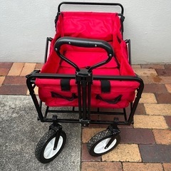 土日限定価格！キャリーカート キャリーワゴン 大容量 折り畳み アウトドア 遠足 キャンプ ジャー 　買い物 荷物運びに大活躍 赤 レッド　検)コールマンの画像