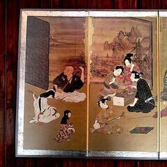 国宝　彦根屏風　縮尺レプリカ　紙本金地着色風俗図の画像