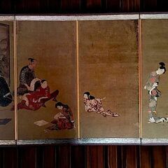国宝　彦根屏風　縮尺レプリカ　紙本金地着色風俗図の画像