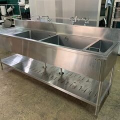 (250227)　タニコー　ダスト・水切り付き２槽シンク　厨房用...