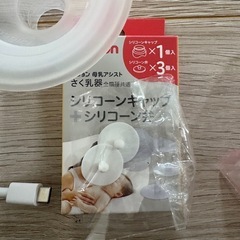 最終価格！電動搾乳機と新品哺乳瓶と乳首の画像