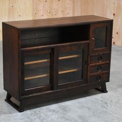 ≪zyt1937ジ≫ 松本民芸家具 90型 茶タンス 幅106.5cm 在銘/辰 茶箪笥/サイドボード/和モダン/古家具/レトロ/ヴィンテージ/中古家具/宮城県仙台市 70213-15の画像